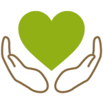 zwei geöffnete Hände liegen um ein Herz